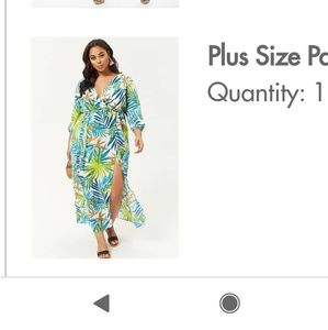 Plus Size Palm Leaf Print Maxi Dress